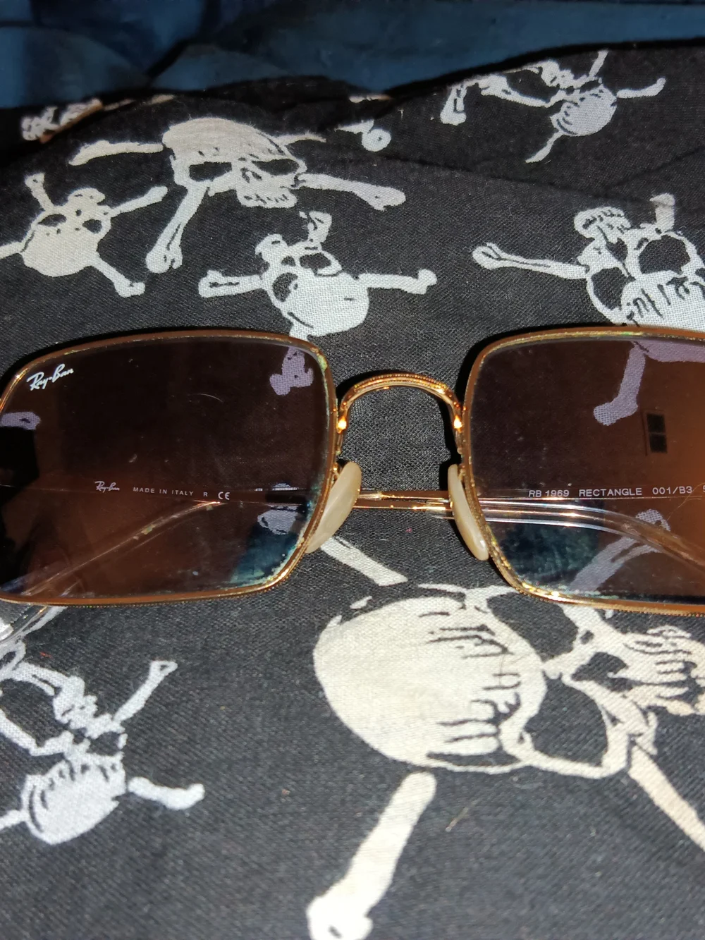 Ray-Ban RB1969 Rectangle Gold Brown Sunglasses Pre-Owned